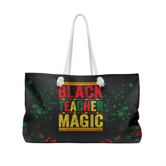 Black Teacher Magic Weekender Bag | Educator Pride Travel & Overnight Tote