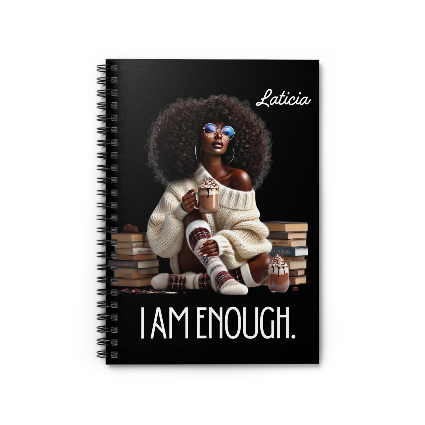 I Am Enough - Black Woman Spiral Notebook