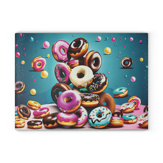 Donut Lover Glass Cutting Board | Decorative Kitchen Board Gift for Mom, Daughter & Sweet Treat Fans