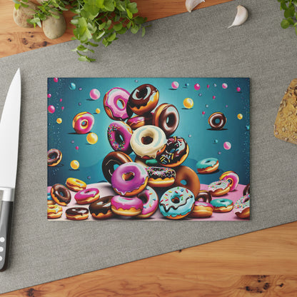 Donut Lover Glass Cutting Board | Decorative Kitchen Board Gift for Mom, Daughter & Sweet Treat Fans