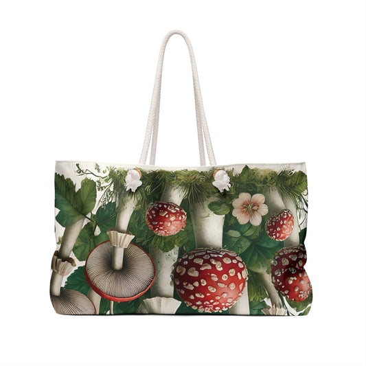 Whimsical Mushroom Weekender Bag | Cottagecore Travel & Overnight Tote