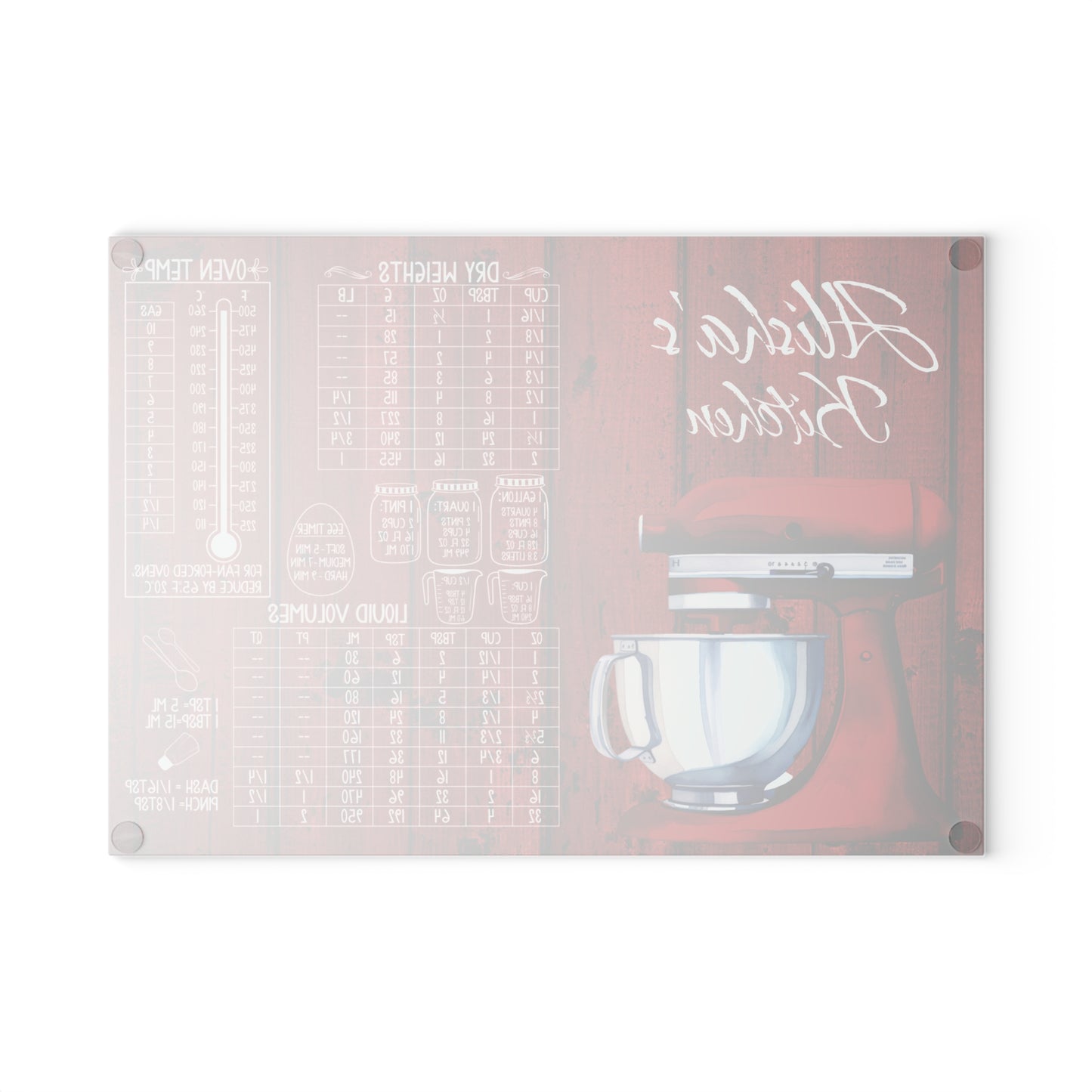 Personalized Kitchen Conversion Glass Cutting Board | Custom Gift for Mom, Grandma & Bakers