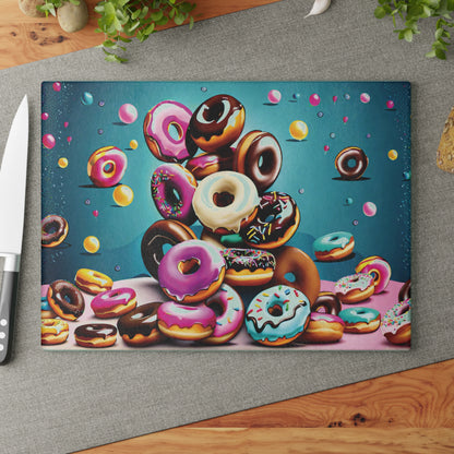 Donut Lover Glass Cutting Board | Decorative Kitchen Board Gift for Mom, Daughter & Sweet Treat Fans