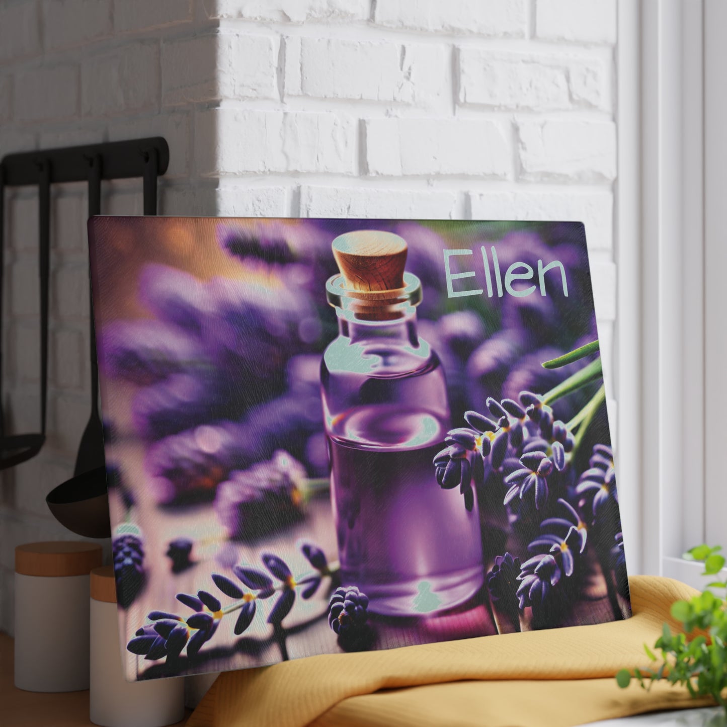 Personalized Lavender Glass Cutting Board | Aesthetic Kitchen Decor Gift for Mom, Grandma & Her