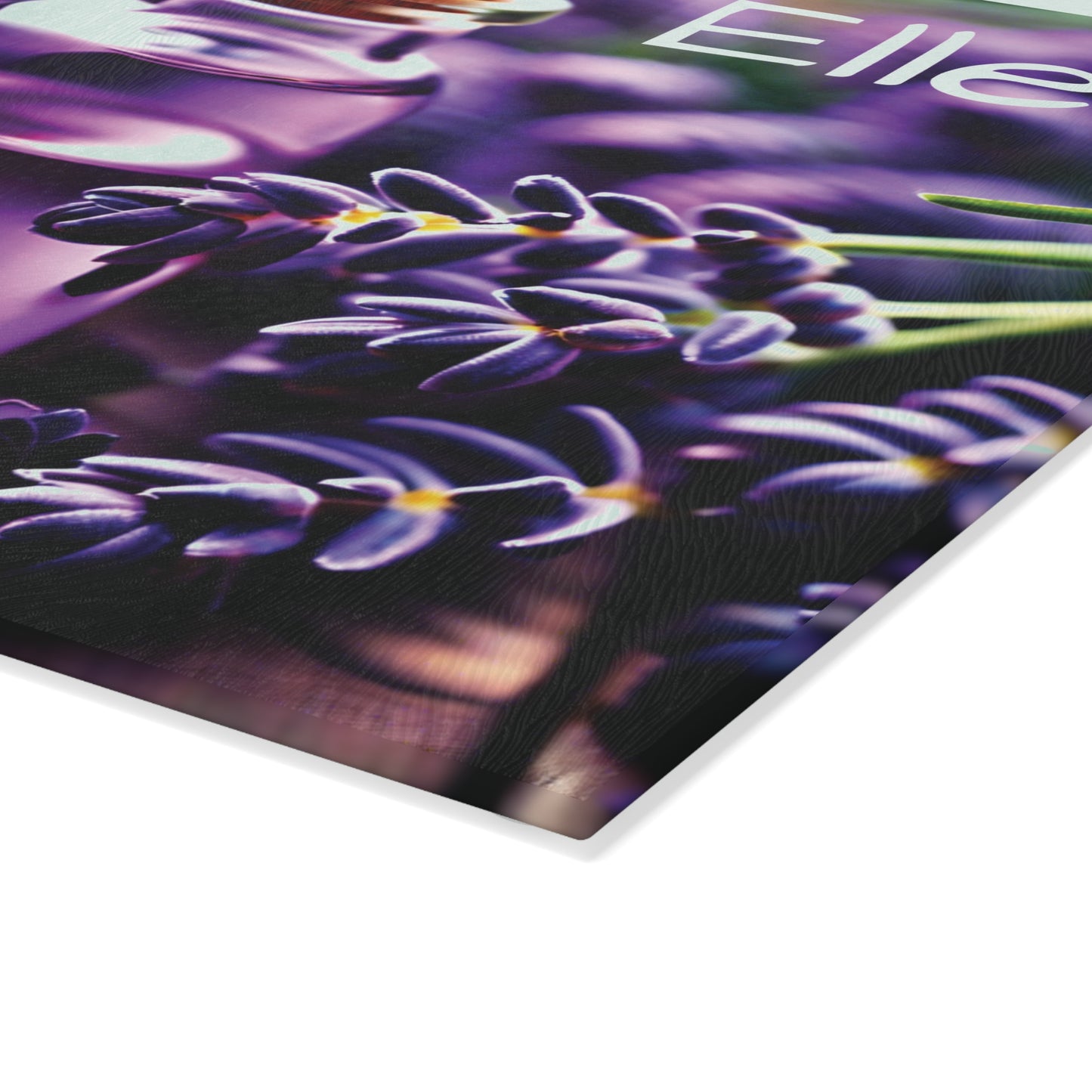 Personalized Lavender Glass Cutting Board | Aesthetic Kitchen Decor Gift for Mom, Grandma & Her
