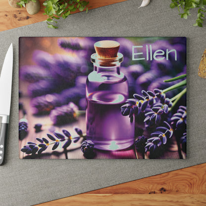 Personalized Lavender Glass Cutting Board | Aesthetic Kitchen Decor Gift for Mom, Grandma & Her
