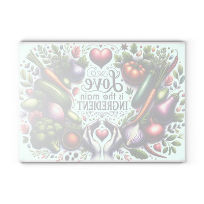 Love Is the Main Ingredient Glass Cutting Board | Decorative Kitchen Cutting Board Gift for Mom & Grandma