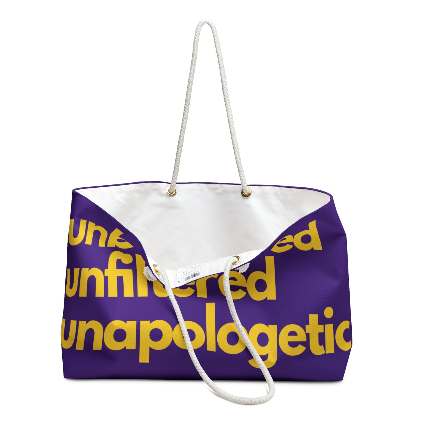 Unbothered Unfiltered Unapologetic Purple Weekender Bag | Bold Statement Travel Tote